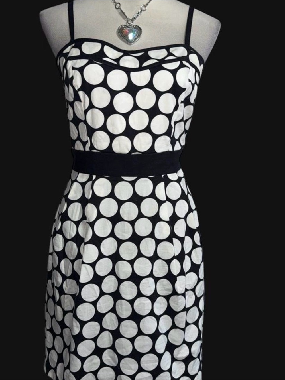 Heart & soul Black and White Polka Dot Midi Dress